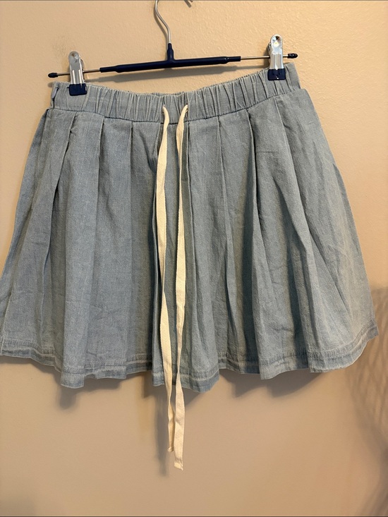 entro Dresses & Skirts - entro Light Blue Pleated Denim Looking Elastic Waist Skirt NWOTS